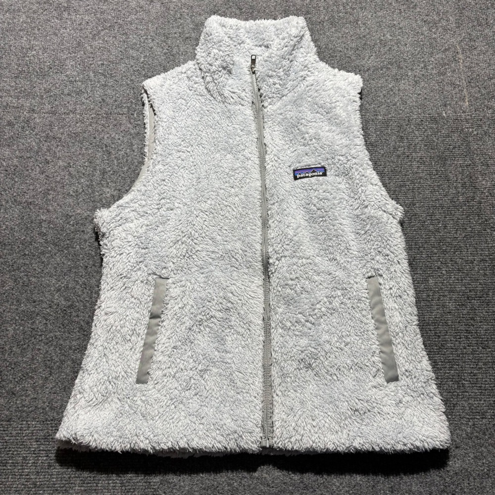 Patagonia Los Gatos Fleece Vest Womens Medium Light Grey Full Zip High Pile